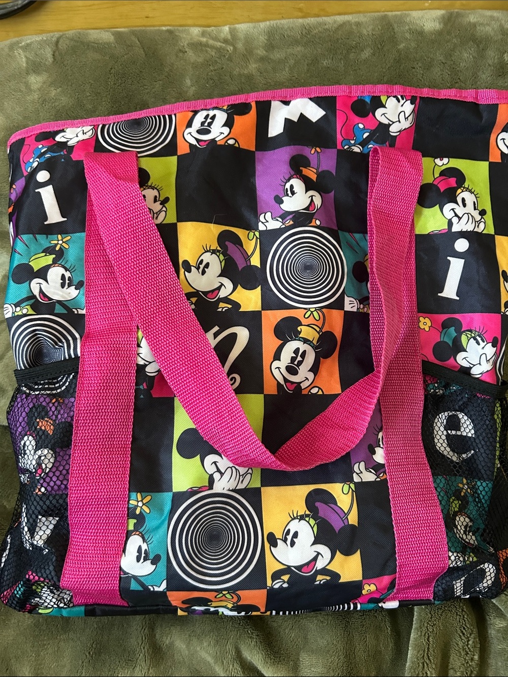 Pink Multi-Color Cartoon Tote Bag Minnie Mouse
